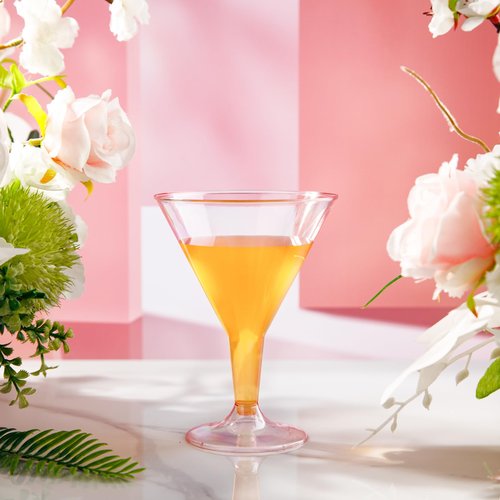 Liacere 24 Pack Pink Plastic Martini Glasses 6.25oz Disposable Cocktail Glasses Margarita Glasses Plastic Cocktail Glasses Perfect for Wedding & Party & Birthday & Mother's Day