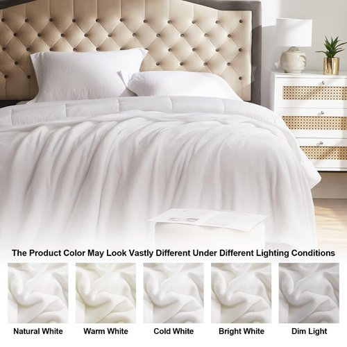 KMUSET Fleece Blanket White Queen Size Lightweight Cozy Plush Microfiber Bed Blanket Factory Shop