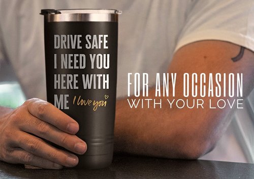 Onebttl Stainless Steel Tumbler for Boyfriend, Husband or Him - 20oz Drive Safe Gift for Birthday, Anniversary