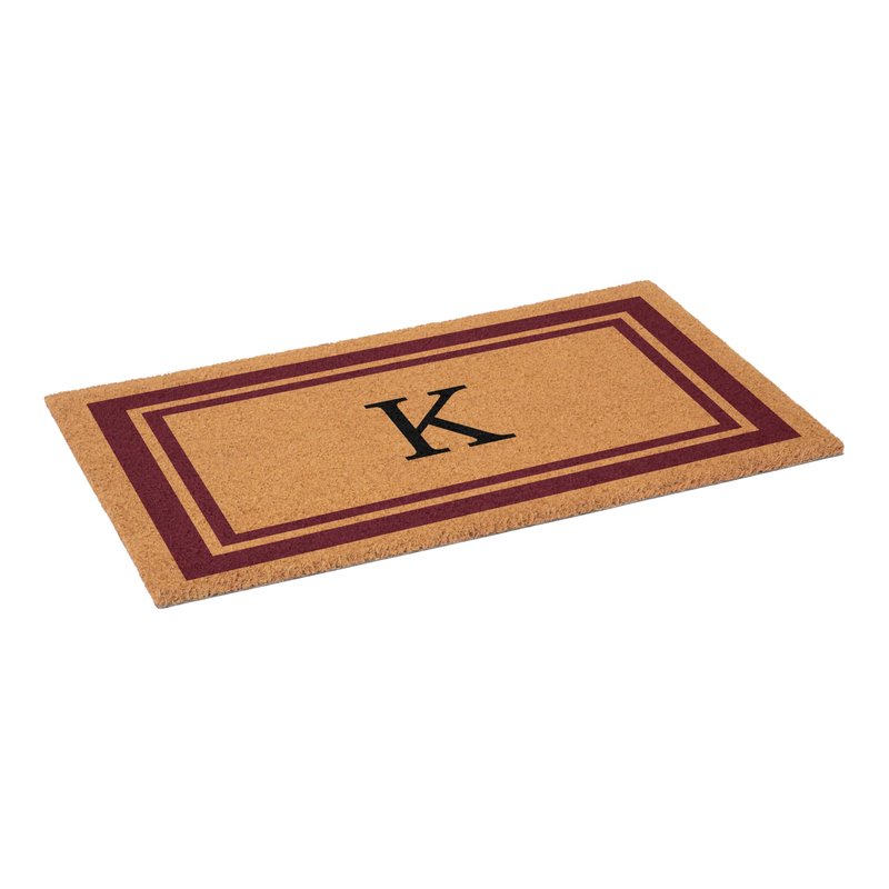 Calloway Mills 152992436K Burgundy Border 24" x 36" Monogram Doormat (Letter K)