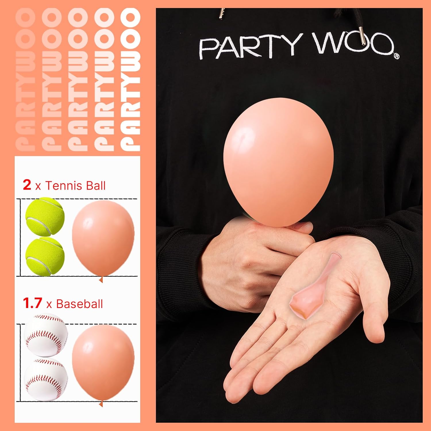 PartyWoo Peach Balloons - 50 Pcs 5-Inch Mini Pastel Latex Balloons for Weddings & Celebrations