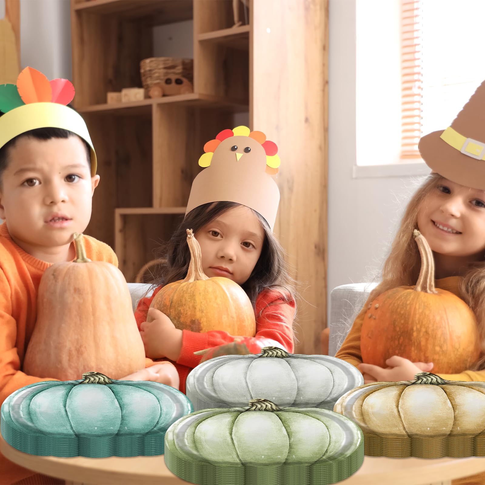 Suzkoqo 40Pcs Pumpkin Paper Plates Fall Paper Plates Blue Pumpkin Disposable Plates Thanksgiving Harvest Party Dinner Plates for Autumn Holiday Catering Events Dinning Party Favors 7.4x7.3 inch