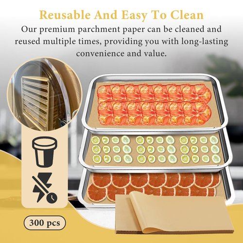 300 PCS Freeze Dryer Tray Mats for Harvest Right Dryer - Freeze Dryer Parchment Paper Set for Medium Trays - Non-Stick Baking Mats One-Off Parchment Paper Harvest Right Accessories (17" x 6.8")