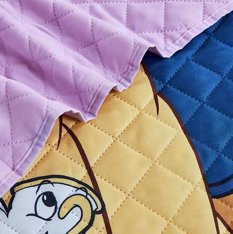 Princess Belle Twin Quilted Bedspread - 55x75 inches, 100% Polyester