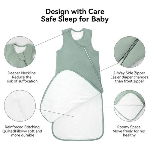 BubblePanda Bamboo Sleep Sack | Soft Lightweight 0.5 Tog for Toddlers 12-18 Months | 2-Way Zipper