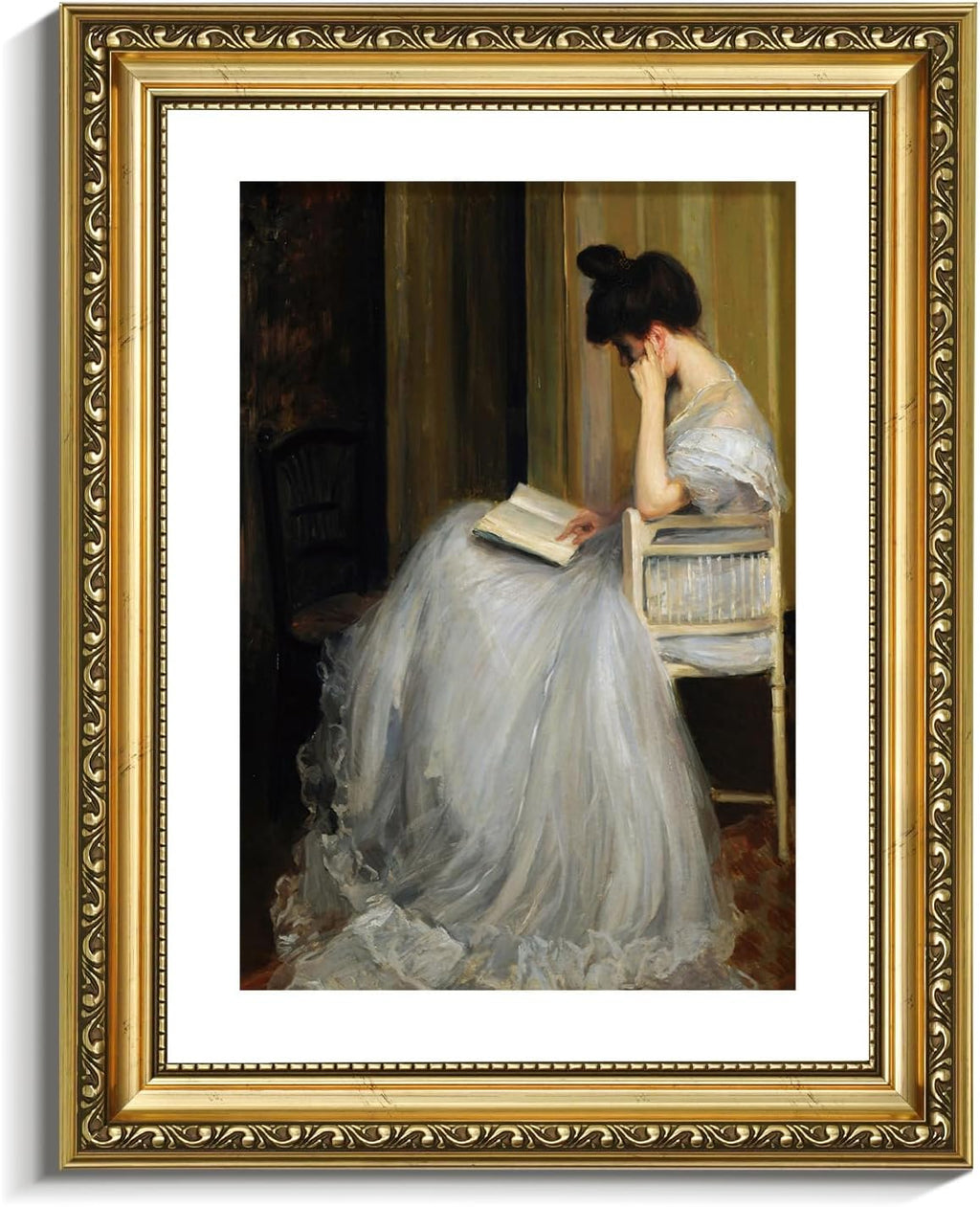 VIYYIEA Gold Framed Wall Art | Elegant Canvas Print Home Decor | White, 11x14 Inches