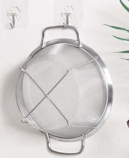 AJIODA Stainless Steel Mesh Colander Strainer Basket, 2.5 Quart Fine Mesh Net Colander with Heavy Duty Handles & Wide Rim & Resting Feet for Strain, Drain, Rinse, Fry, Steam or Cook Vegetables & Pasta