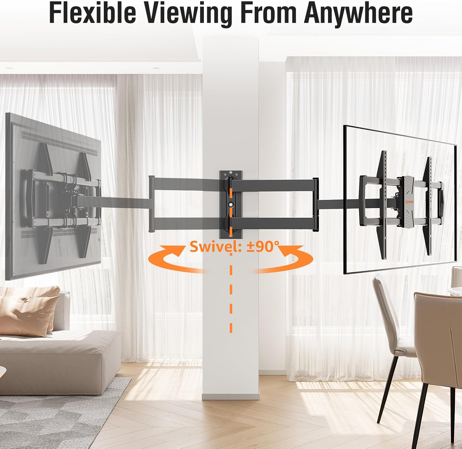**ELIVED Long Arm TV Mount - Articulating Wall Bracket for 42-75 Inch TVs | 32" Extension, Swivel & Tilt**