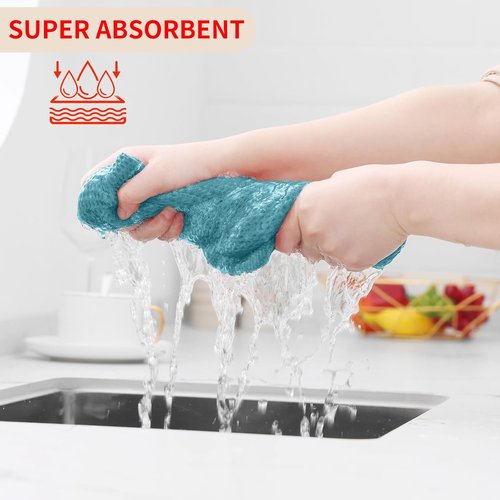 Homaxy Kitchen Dish Towels - Ultra Soft 100% Cotton Waffle Weave, Quick Drying, 13 x 28 Inches, 4-Pack | Lake Blue
