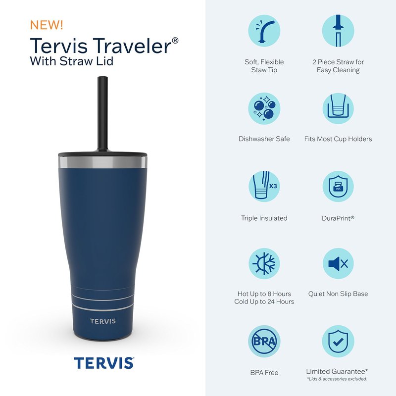 Tervis Traveler Colorful Hummingbirds Triple Walled Insulated Tumbler Travel Cup Keeps Drinks Cold & Hot, 30oz with Straw Lid, Stainless Steel