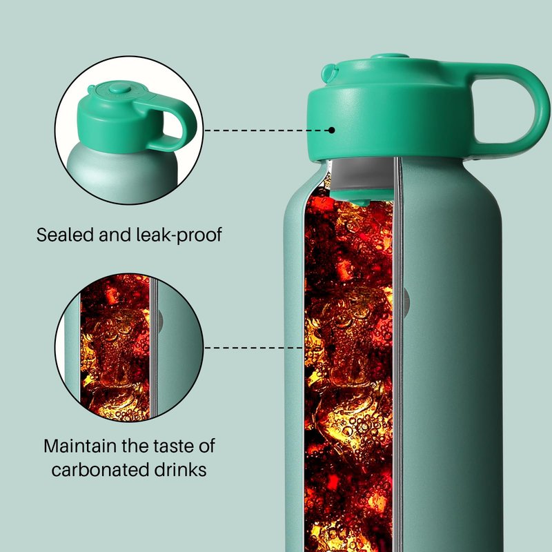 BOTTLE BOTTLE Water Bottle for Carbonated Drinks 20oz Insulated Bottles for Fizzy Drinks Keep Carbonation Longer Leak Proof for Sports Travel School(Green)