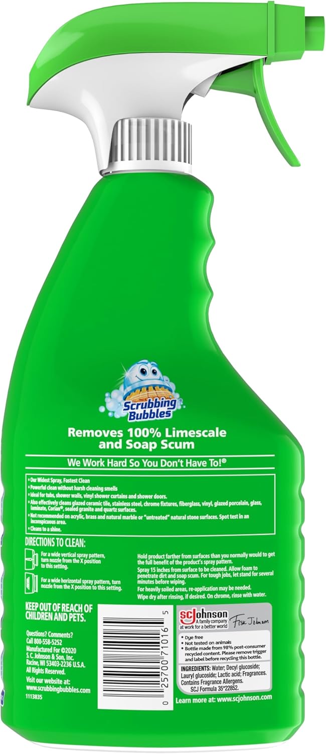 Scrubbing Bubbles Mega Bathroom Cleaner Spray - Foaming Action for Limescale & Soap Scum | 32oz Rainshower Scent
