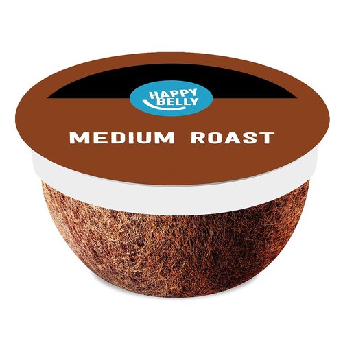 Happy Belly Compostable Coffee Pods - Medium Roast, Compatible with K-Cup Brewer, 96 Count