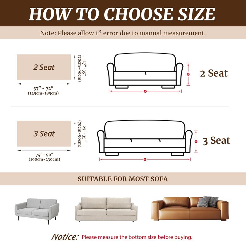 Oblu life Stretch Couch Covers, Couch Covers for 3 Cushion Couch Sofa pet Friendly, Washable, Furniture Protector Sofa with Elastic Bottom for Cats, Dogs (Puff Grid - Apricot, 3 Seats)
