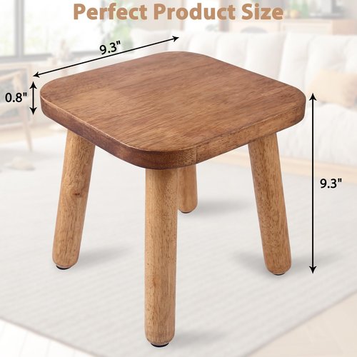 Wesketch 9.3 Inch Wooden Step Stool for Adults and Toddlers, Portable & Sturdy, Plant Stool with Four Detachable and Assembled Legs for Playroom, Kitchen, Bedroom, Bathtub-Walnut