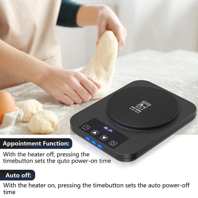 Sourdough Starter Warmer, Precise 1°F Thermostat Control (70-100°F) Sourdough Warming Mat, Smart memory Warming On/Off, 12-Hour Timer Sourdough Warmer（Black）