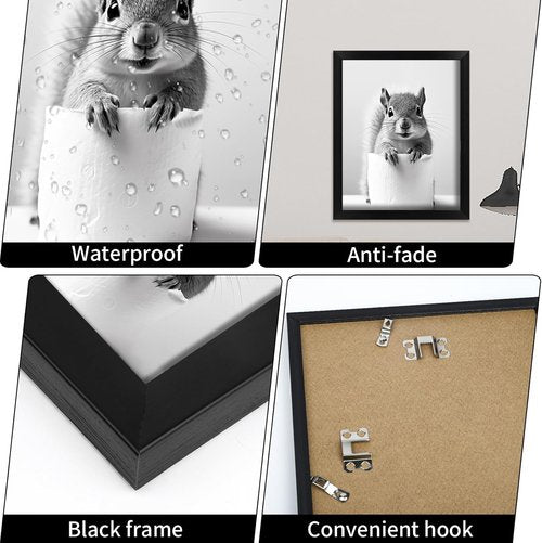 Funny Bathroom Art - Aesthetic Black and White Framed Wall Decor for Stylish Spaces