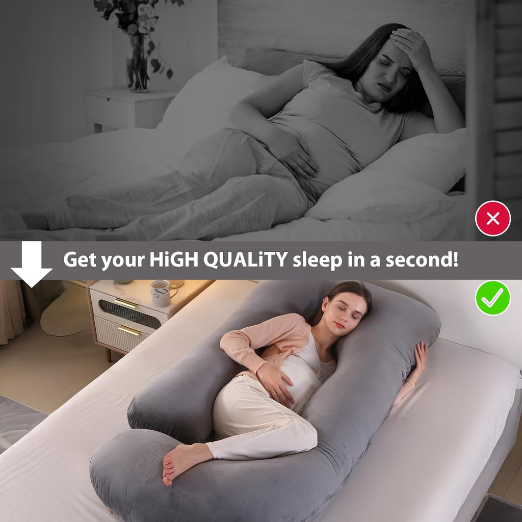 Victostar Pregnancy Pillow - 57-Inch U-Shaped Maternity Pillow with Removable Cover for Full Body Support