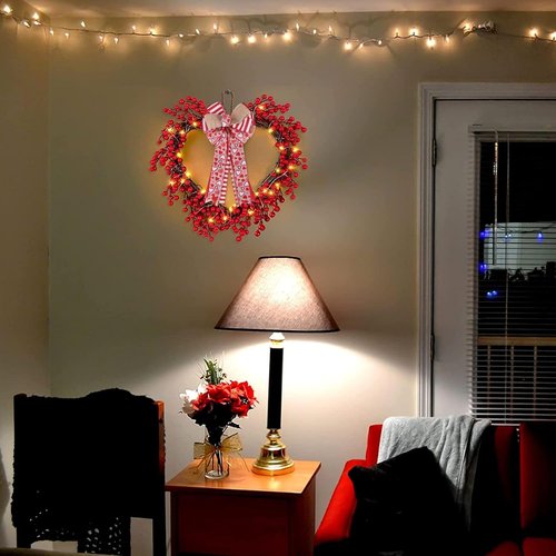 Meseey Valentine's Day Tree Topper Bow - Red Heart Print Burlap Bow for Home Decor | Indoor/Outdoor Use