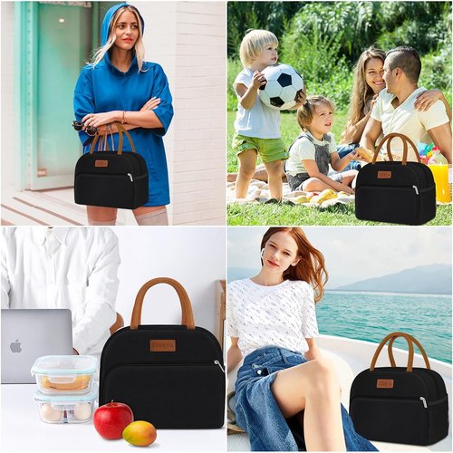 Coobiiya Insulated Lunch Box - Leakproof Reusable Tote Bag for Work & Travel | Compact 10L (Black)