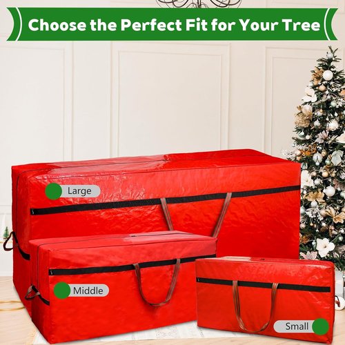 Christmas Tree Bag - Waterproof & Tearproof Storage for 4FT/5FT Trees | Easy Transport & Organization in Red