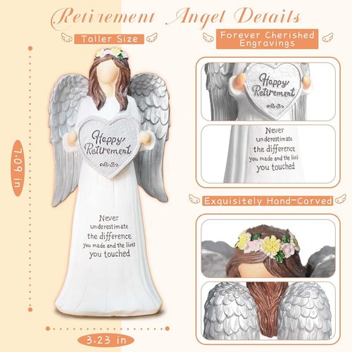 Angel Retirement Gift Set - Funny Candle & Card for Women | 7.09" Retired Angel Figurine for Coworkers, Teachers, Nurses, Doctors