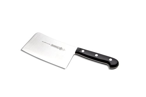 Mundial 5100 Series Meat Cleaver, Carbon Stainless Steel Meat Cleaver with Full Tang, Razor Sharp Edge, with Polyacetal Handle, Black Series