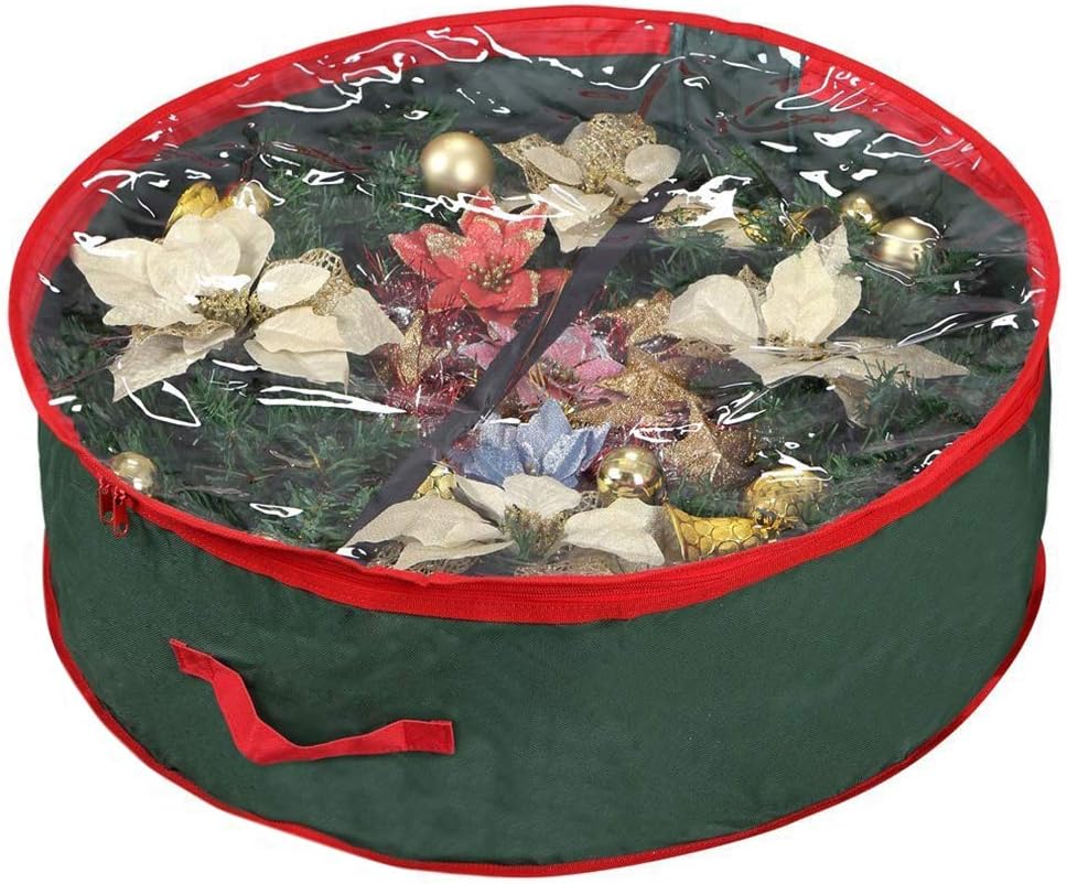 Primode Christmas Wreath Storage Bag 36" - Durable 600D Oxford Container with Clear Window for Easy Holiday Organization | Green