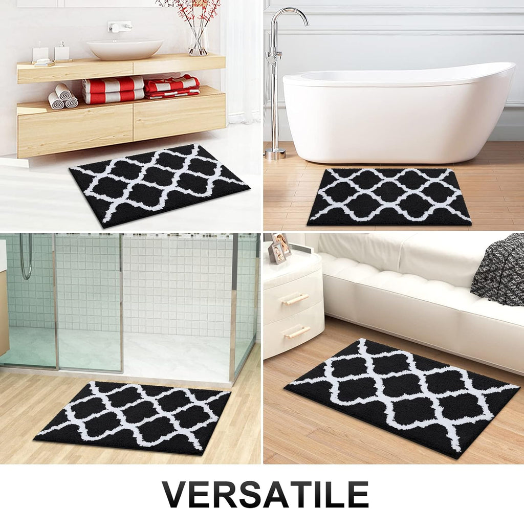 OLANLY Bathroom Rugs - Soft, Absorbent Microfiber Non-Slip Mats | 30x20 Inches, Black