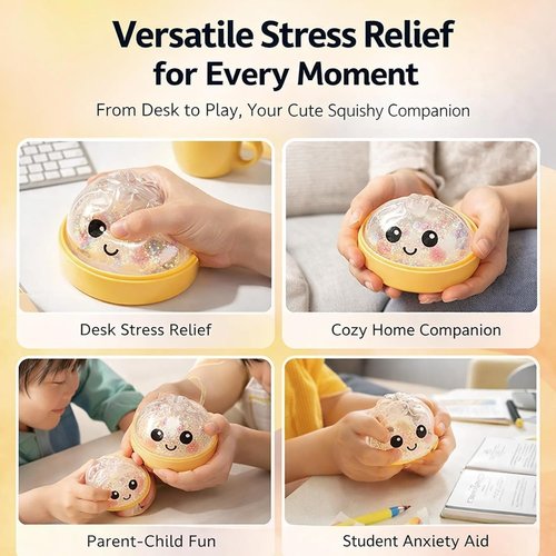 Giant Mystery Glitter Dumpling Squishy - Jumbo 4-Inch Stress Ball | 14 Random Colors Gift Box