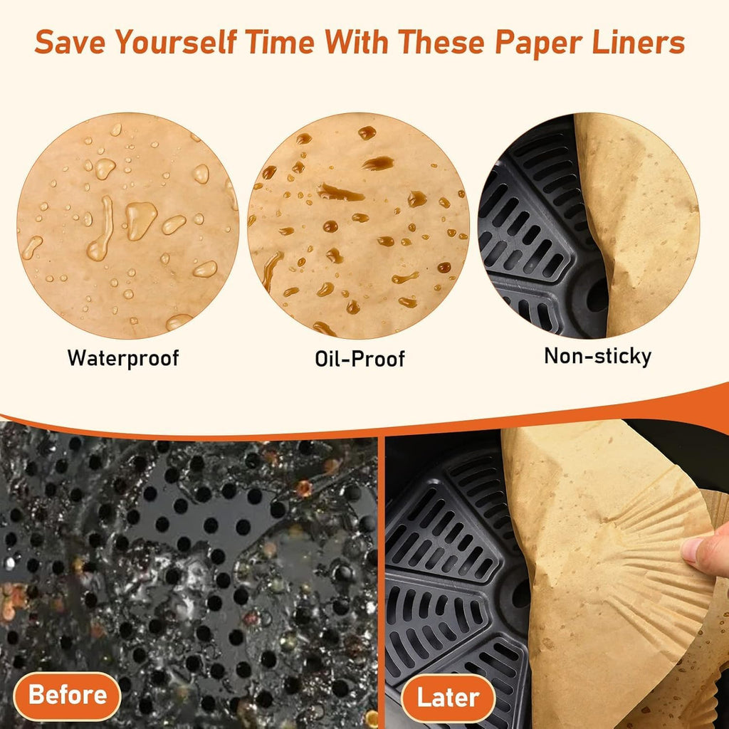 Ninja Air Fryer Liners - 100 Pcs Non-Stick Disposable Parchment Paper | Oil-Proof, 22x14.5cm