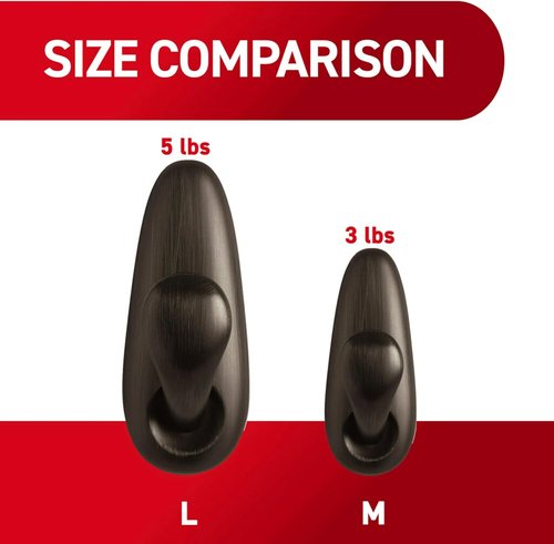 Command 5 lb Large Coat Hooks - Oil Rubbed Bronze Metal Design | Damage-Free Adhesive Strips for Home Decor