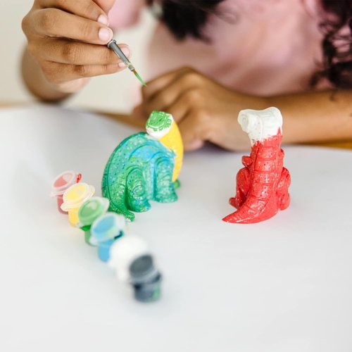Melissa & Doug Dinosaur Figurines Craft Kit - Create Your Own Dinosaurs with 2 Resin Models & 6 Paints
