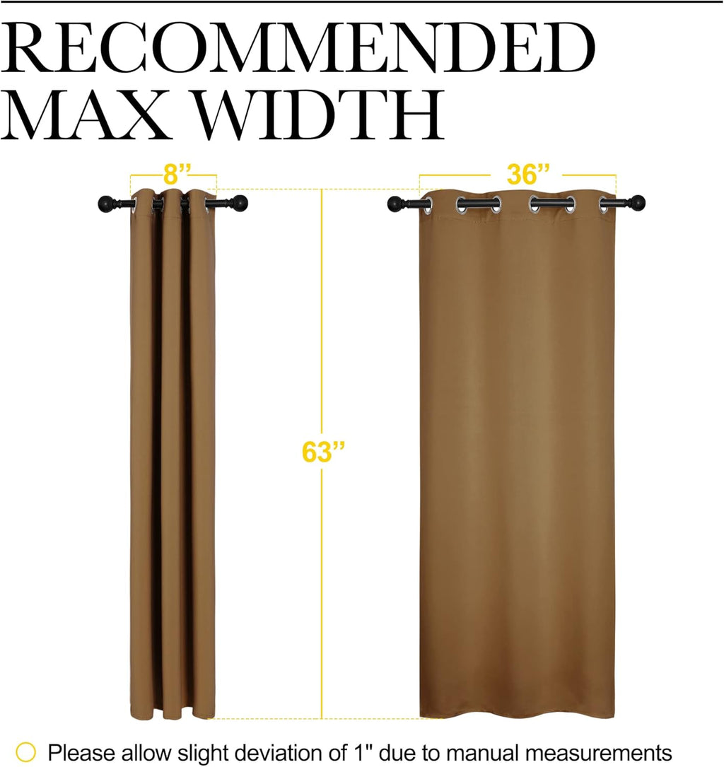 NICETOWN Blackout Curtains - Noise Reducing & Draft Blocking | 63-Inch Length, Gold Brown (2 Panels)