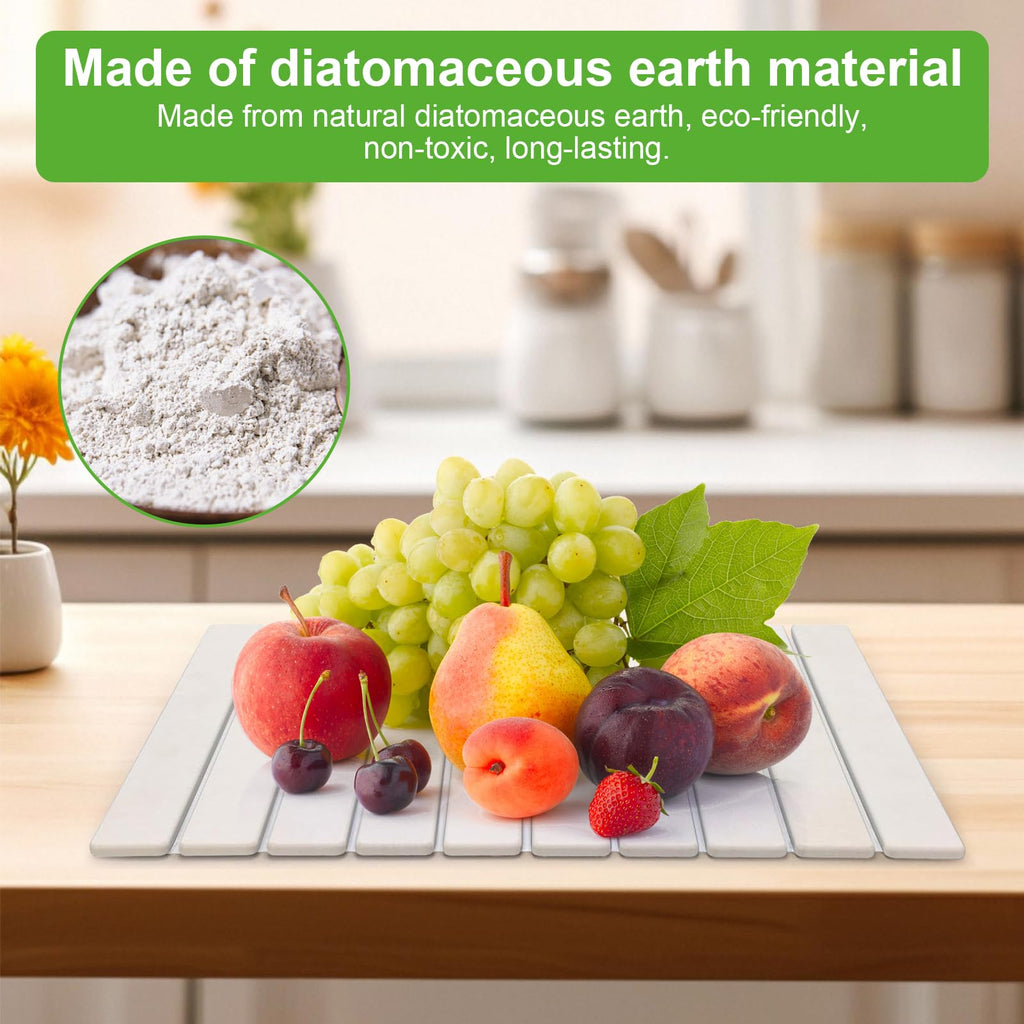 Large Stone Dish Drying Mat for Kitchen Counter, 24"×16", Collapsible Quick Dry Stone Dishes Mats, Eco-Friendly, Super Absorbent Diatomaceous Earth Mats for Dishes Bottles Cups, Match Any Countertop