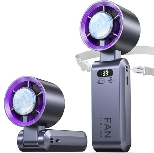 Kimguard Handheld Portable Turbo Fan - Rechargeable Ice Cooler Personal Fan | 20000 RPM, Purple