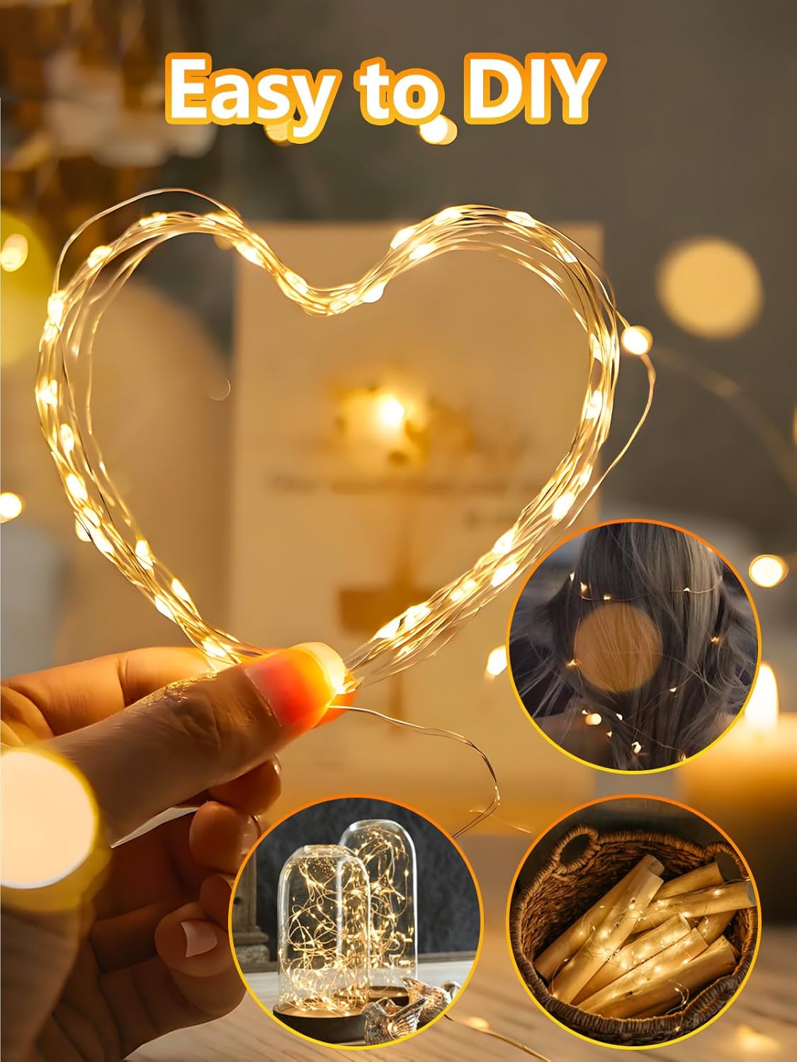 Skiennix 100 LED Fairy Lights - Waterproof 33FT Twinkle String Lights with Remote & Timer | Warm White