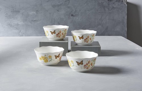 Lenox 856406 Butterfly Meadow Melamine 4-Piece All-Purpose Bowl Set, Lightweight Melamine Material