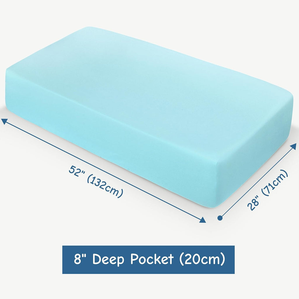 NTBAY 100% Brushed Microfiber Fitted Crib Sheet - Super Soft & Cozy | Aqua, 28x52 Inches for Standard Cribs
