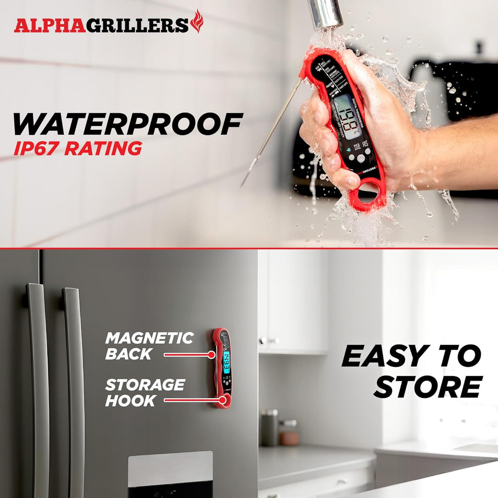 Alpha Grillers Digital Meat Thermometer - Instant Read Cooking & Grilling Tool | Perfect Gift for Foodies