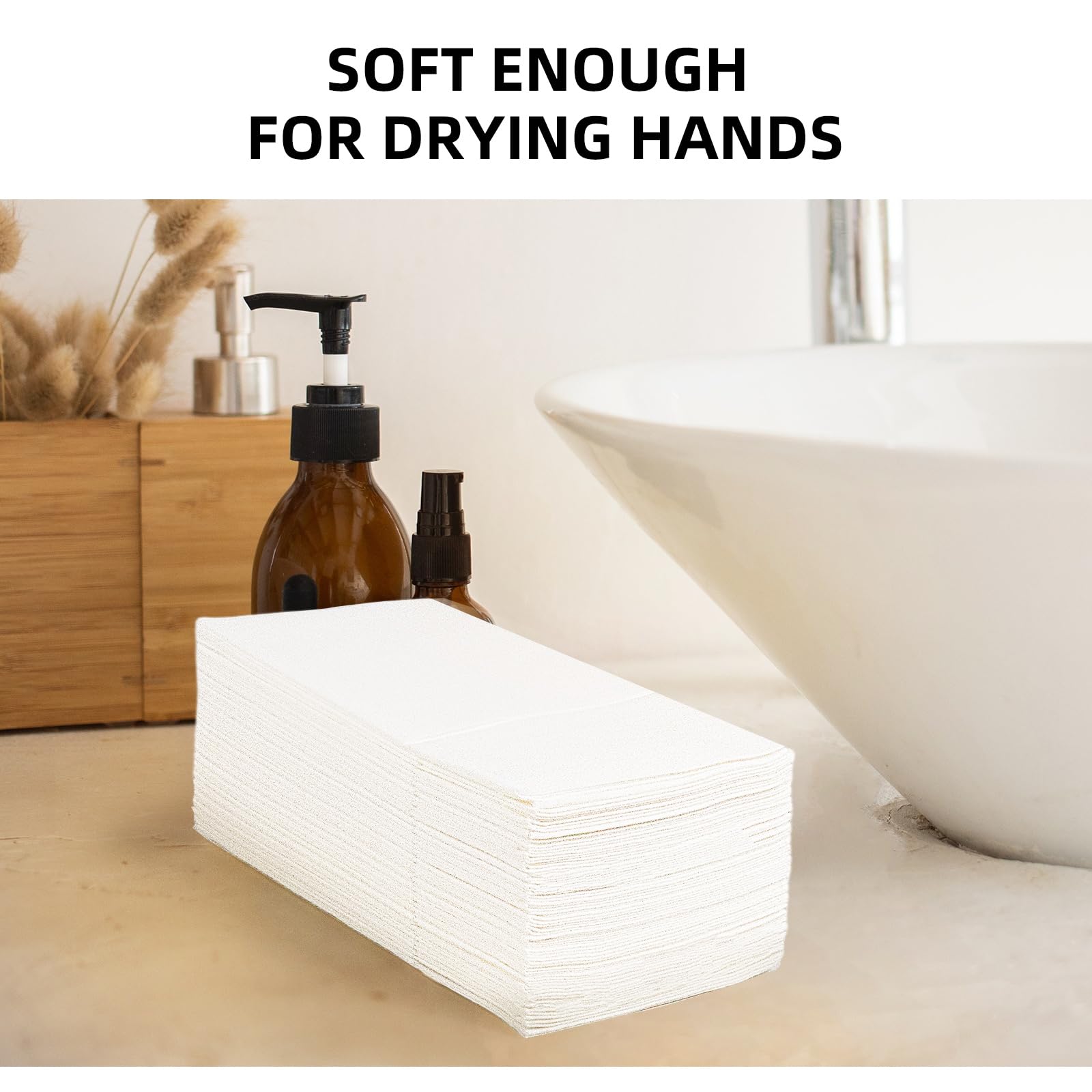 KAMMAK White Dinner Napkins Disposable Cloth Like Paper Napkins Folded with Pocket 100 Pack Guest Hand Towels for Party Decoration, Wedding Reception, Bathroom, Kitchen (16.5 x 16.5 inch)