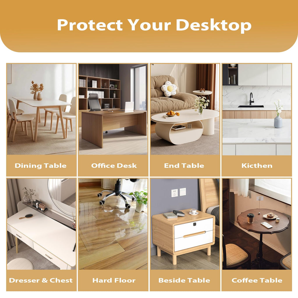 ProsperJoyChant Clear Table Protector 42 x 78 Inch, 1.4mm Thick Waterproof PVC Plastic Table Cover, Durable Table Pad for Dining Room, Kitchen, Writing Desk, and Coffee Tables