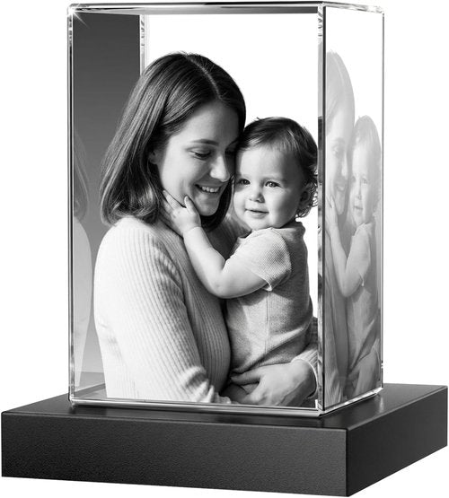 3D Crystal Photo | Personalized Laser Engraved Portrait - Custom Gift for Mom, Wife, or Her (Small)