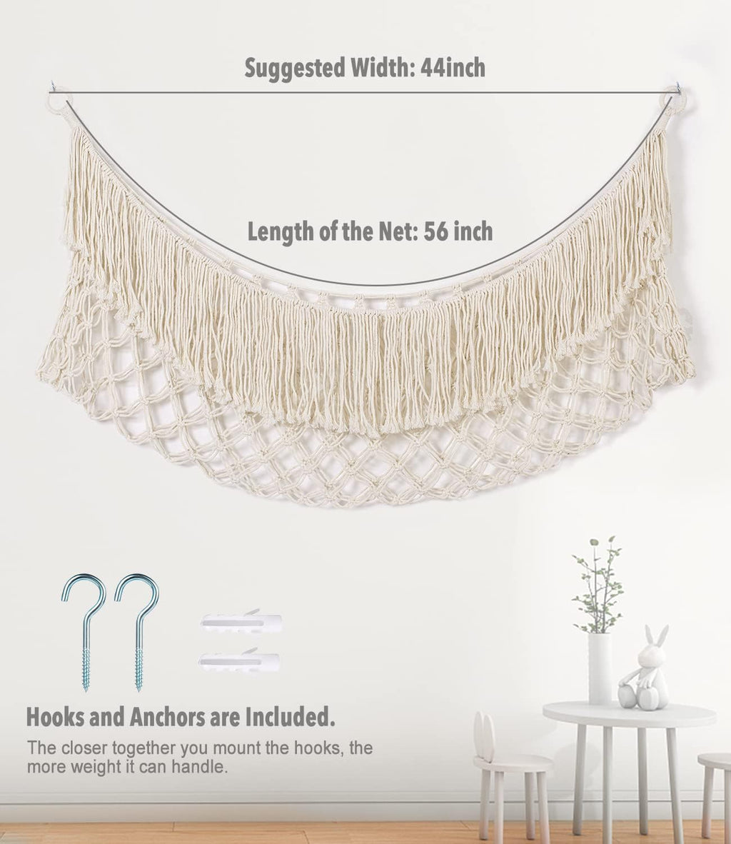 Skiennix Stuffed Animal Hammock - Extra Large 56'' Long Storage Solution | Cream White Hanging Organizer