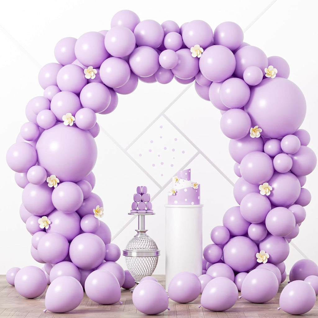 Voircoloria Pastel Purple Balloon Garland Kit - 90 Pack in 5/10/12/18 Inch Sizes for Weddings, Graduations & Parties