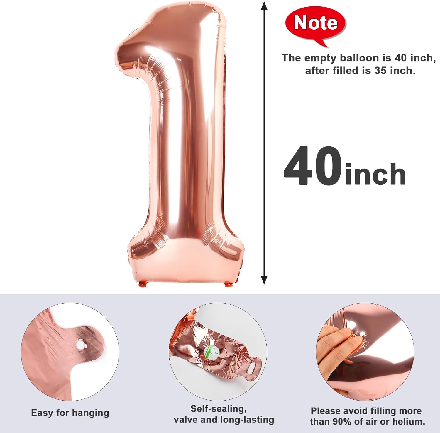 Regine Switzerland 40-Inch Rose Gold Number 15 Balloons - Perfect for 15th Birthday & Anniversary Celebrations