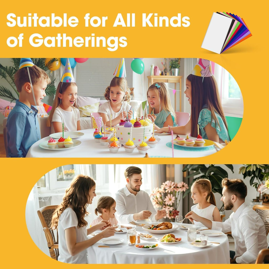 Niuara White Plastic Tablecloths - 84" Round Disposable Covers for Holiday Parties | 4 Pack