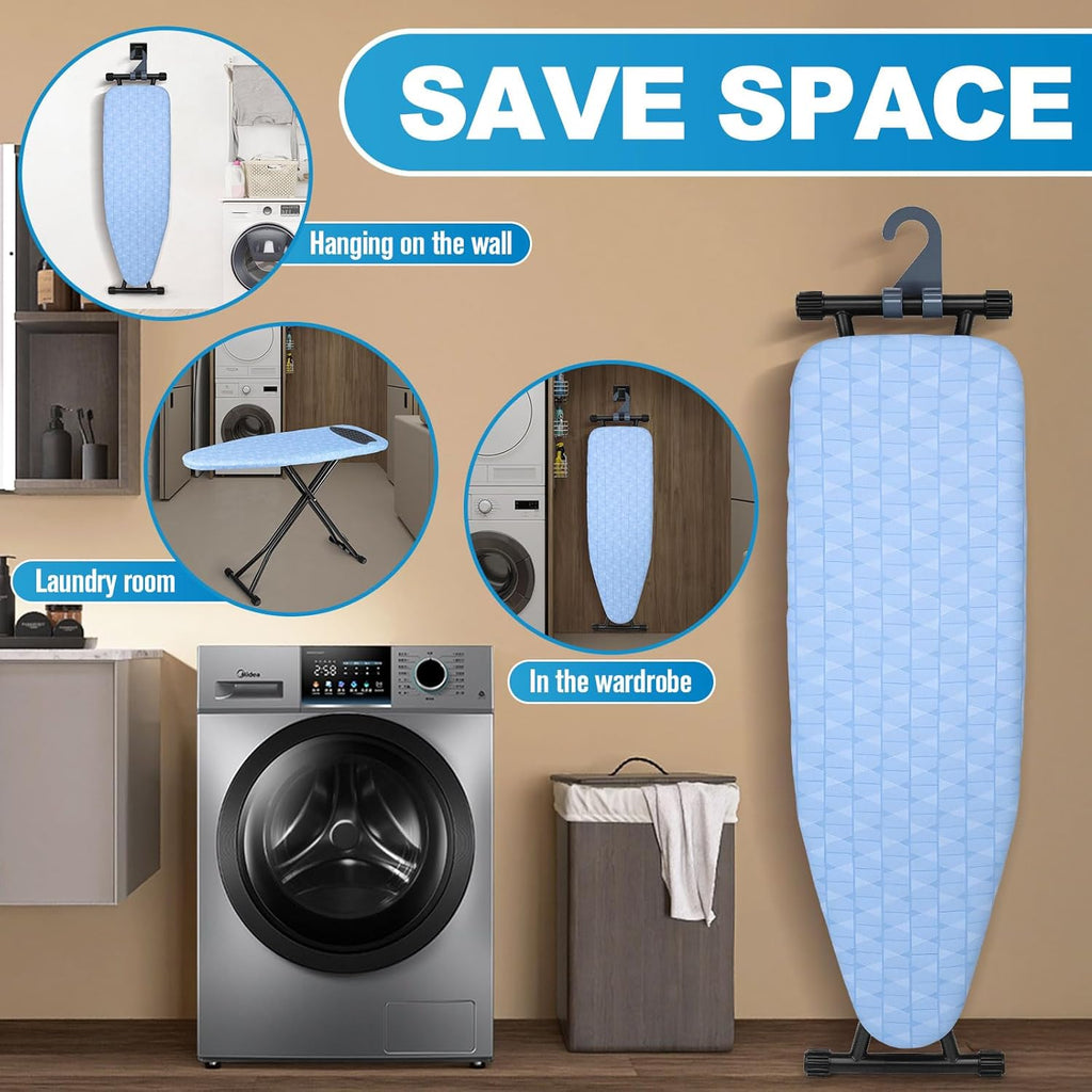Skiennix Ironing Board - Heavy Metal Frame with Silicon Iron Mat | Foldable & Adjustable 13x43in