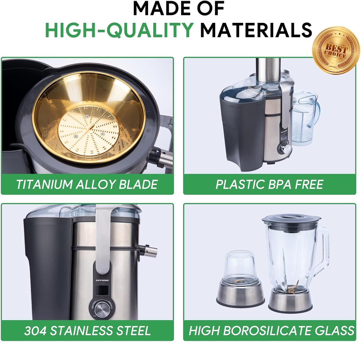 Skiennix Juicer Machine - 3-in-1 Blender & Grinder Combo with 1300W Power | 5 Speeds & LCD Screen