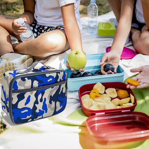 Kulle Camo Lunch Box for Boys, Insulated Space Theme Lunch Bag, Thermal Reusable Lunchbox for Kids, School, Outdoor - Washable & Leakproof